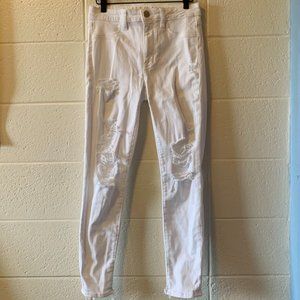 White Distressed Hi-rise Jegging